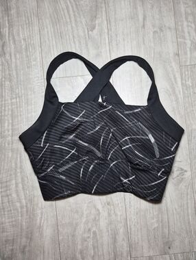 Black ASICS Patterned Crossback Sports Bra Small
